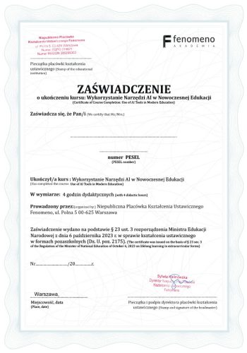 zaświadczenie AI